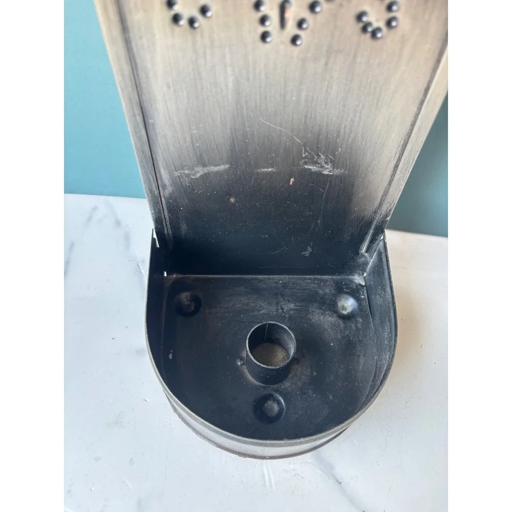 Vintage Punched Tin Wall Sconce Heart Taper Candle Holder Primitive Farmhouse